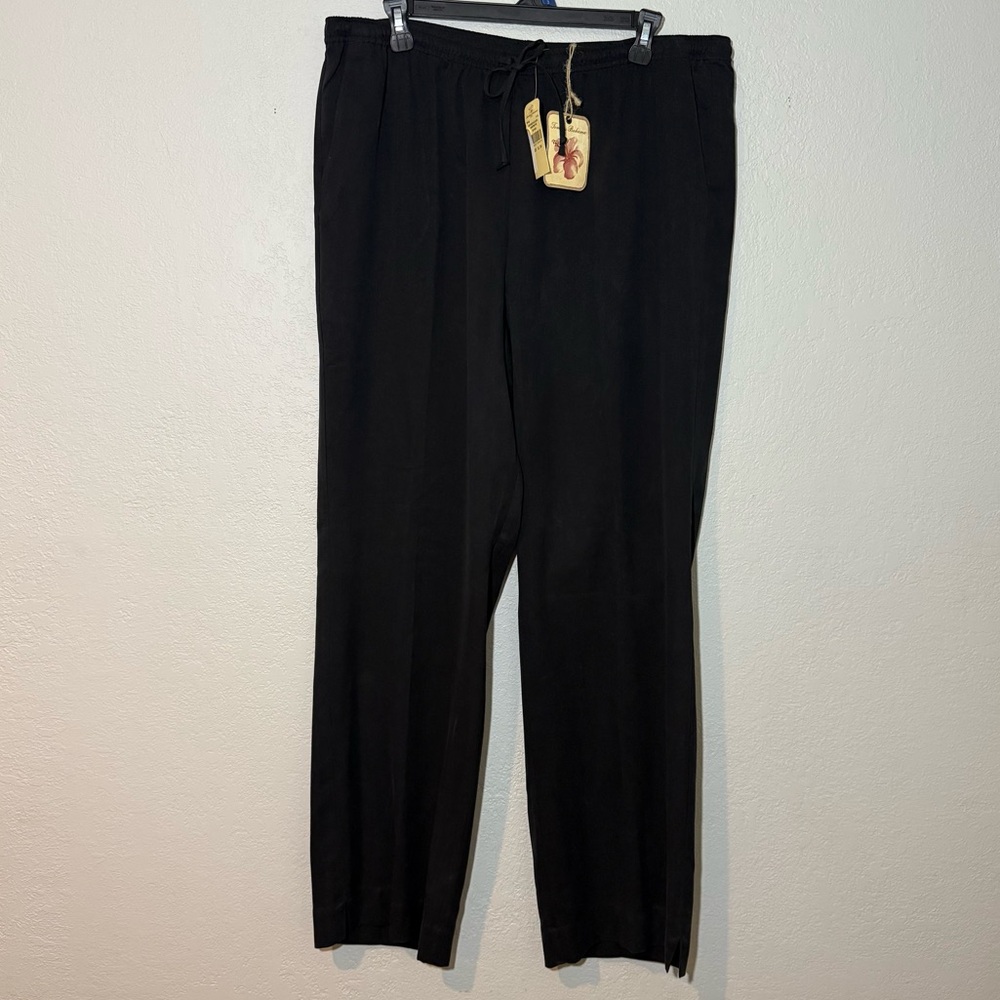NWT- Tommy Bahama 100% Silk, Elastic & Drawstring Black Pants Size XL